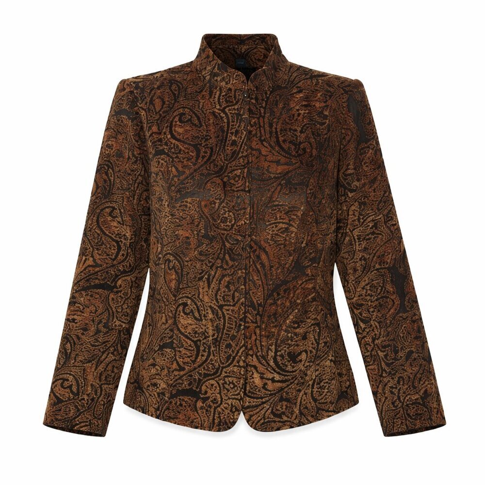 Susan Graver Style Brown & Black Paisley Zip Jacket – Size Medium | Boho  Chic
